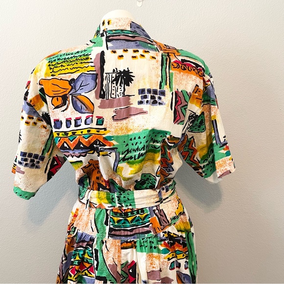 Vintage Together! Southwestern Watercolor Print Belted Dress - Picture 3 of 9